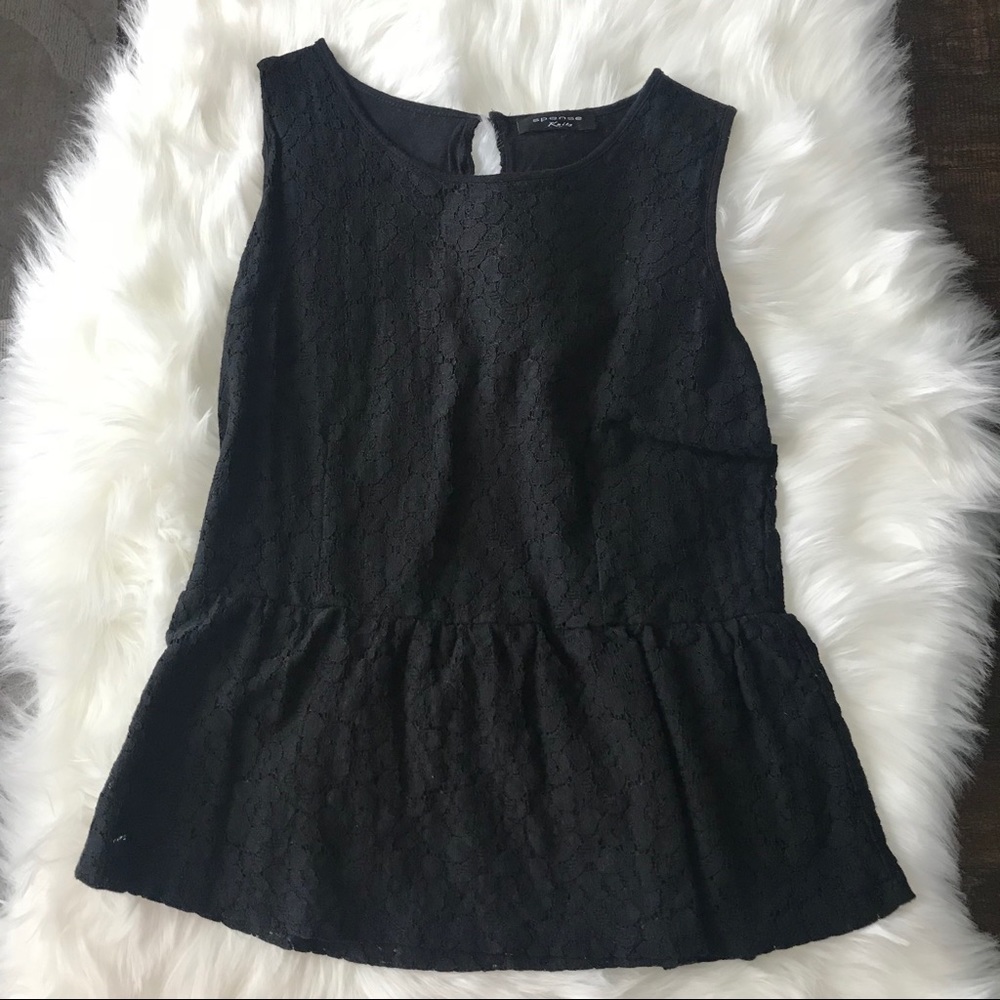 Black Lace Peplum Top